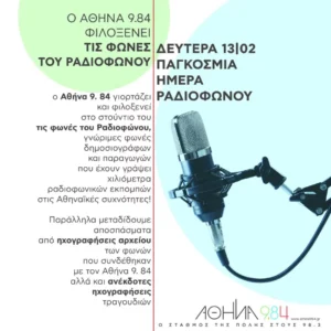 Παγκόσμια Ημέρα Ραδιοφώνου: Ο Αθήνα 9.84 φιλοξενεί φωνές που έγραψαν ιστορία στα ερτζιανά